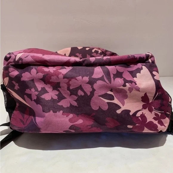 Navy, Pink Flowers Backpack with small pocket and two mesh pockets in side ๐ด - Picture 4 of 7